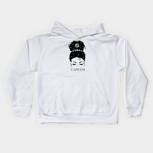 Messy Bun Celestial Queen: Cancer Zodiac Sign Kids Hoodie